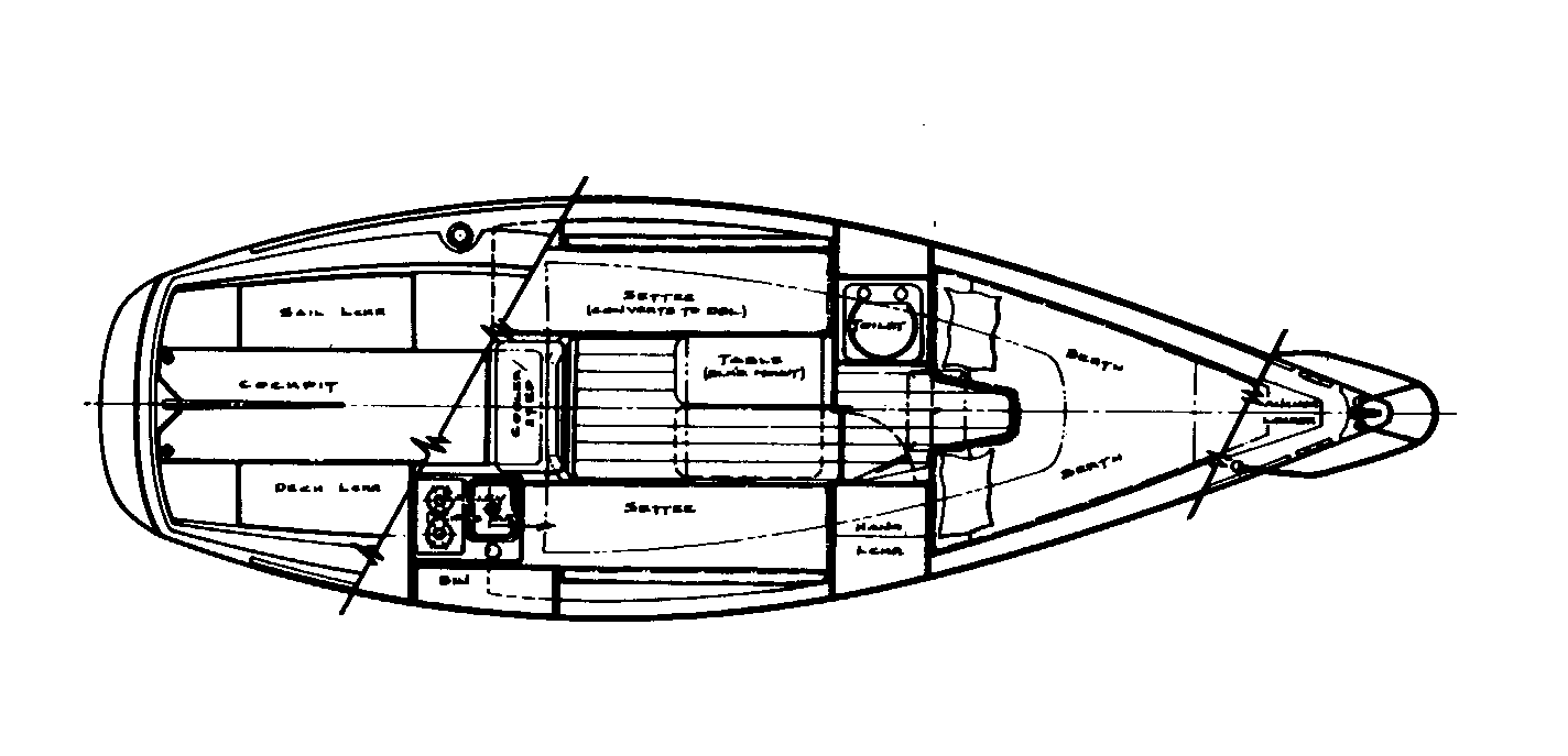 Line drawing of a Cal 24 (top view)